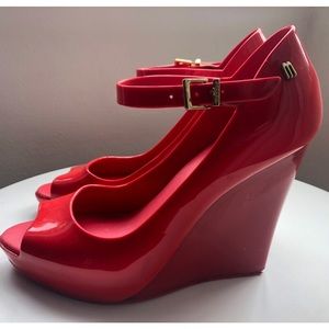 Melissa Patchouli Red Wedge Sandals - size 8